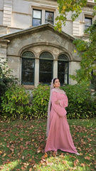 Blush Pink Piped Closed Abaya