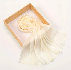 Cream Shimmer Chiffon Silk Hijab