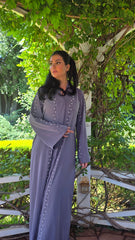 Elan Beadwork Grey Abaya