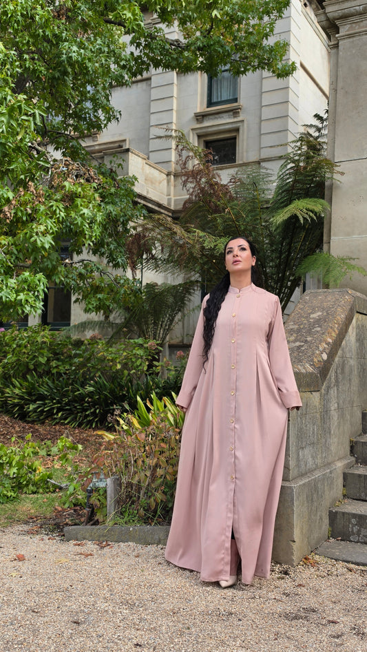 Blush Nude Gold Regal Fold Abaya