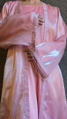 Blush Crystal Organza Abaya Set