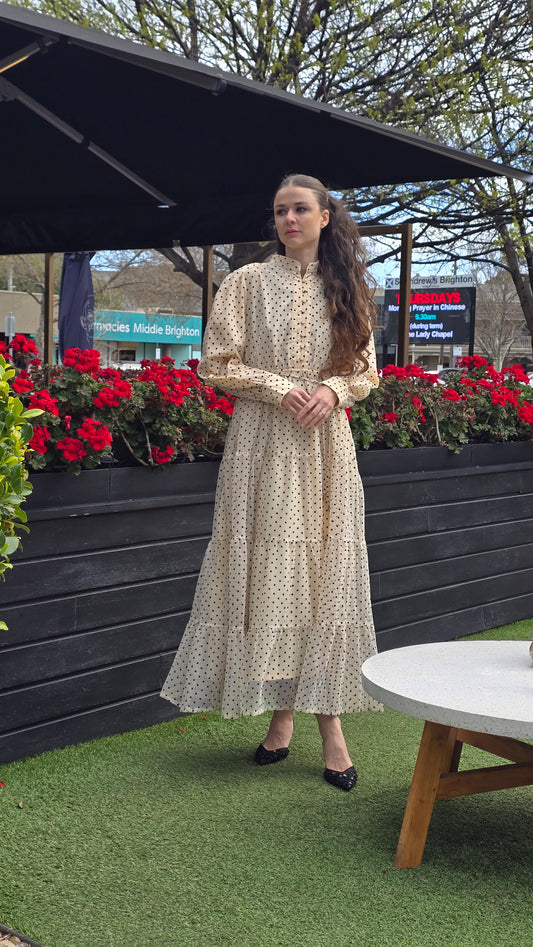 Polka Charm Tiered Dress