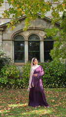 Deep Mauve Piped Closed Abaya