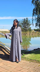 Elan Beadwork Grey Abaya