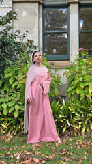 Blush Pink Piped Closed Abaya
