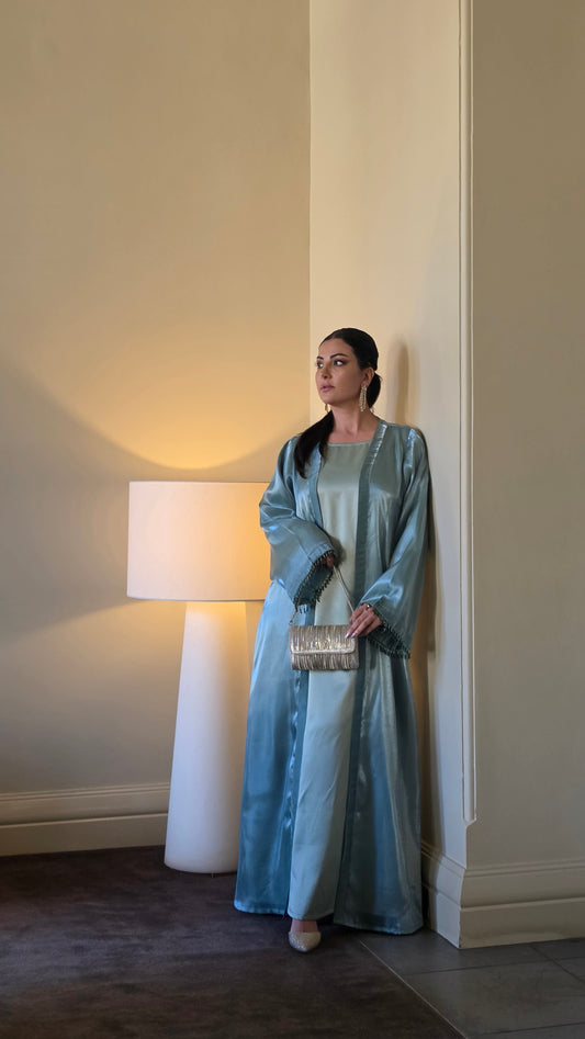 Frosted Blue Crystal Abaya Set