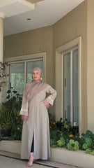 Stone Beige Lace Abaya