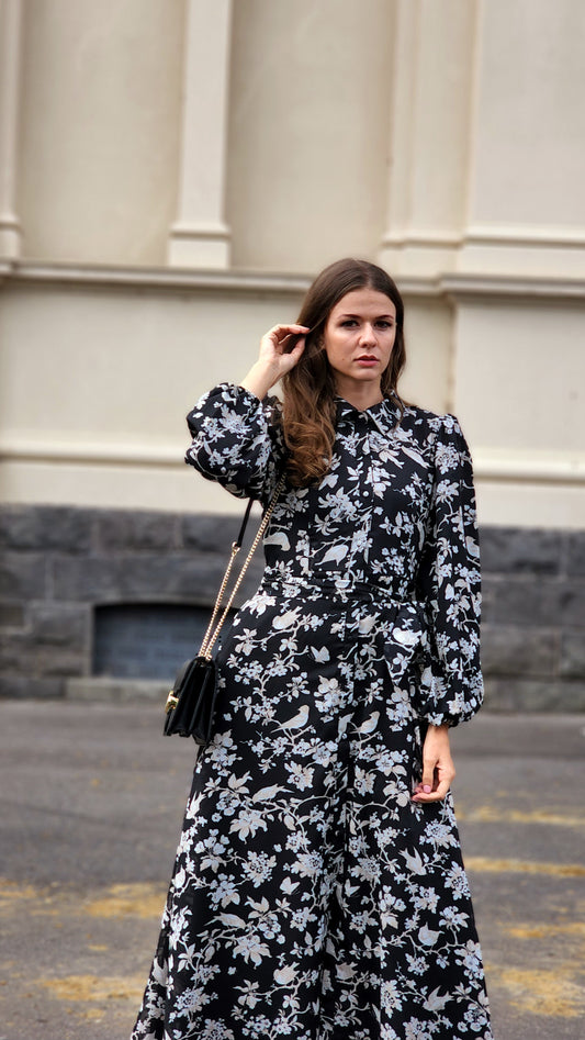 Black and White Jungle Bird Dress