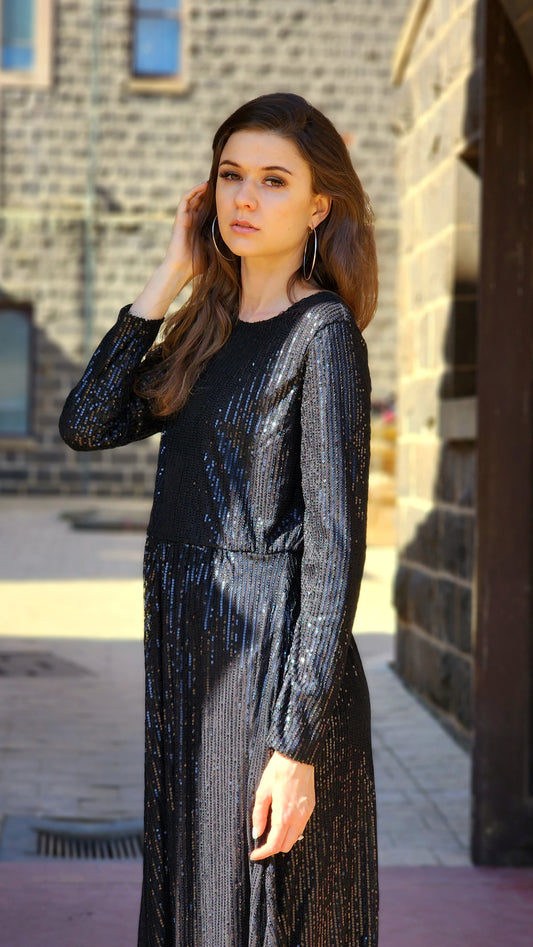 Midnight Black Sequin Party Dress
