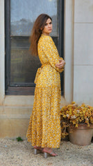Floral Mustard Tiered Dress
