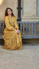 Floral Mustard Tiered Dress