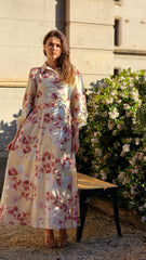 Cream Floral Lurex Dress