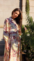 Cream Floral Lurex Dress