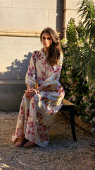 Cream Floral Lurex Dress