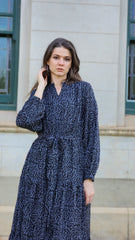 Black And White Speckled Tiered Dress