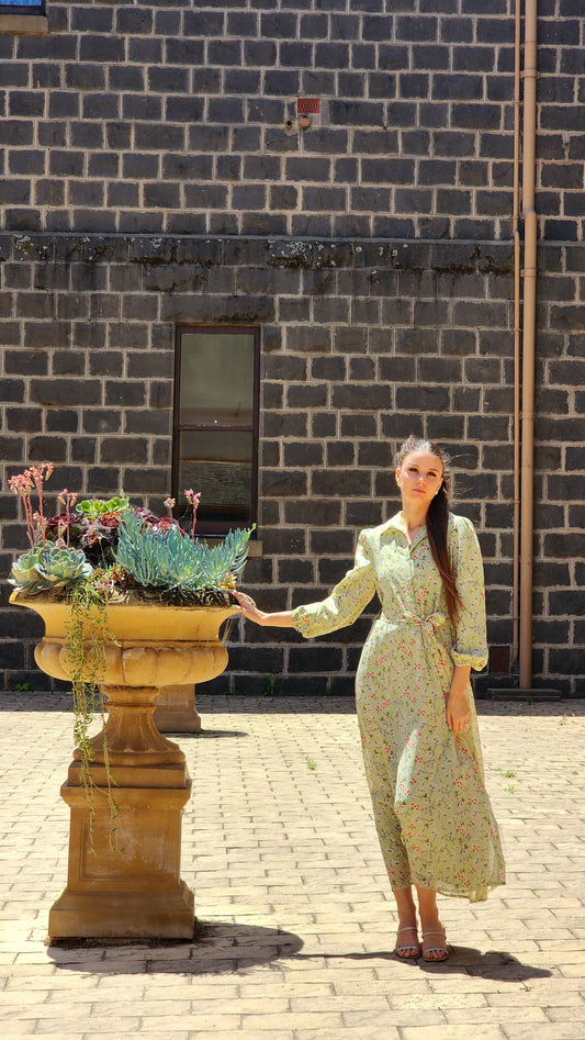 Mint Green Floral Maxi Dress