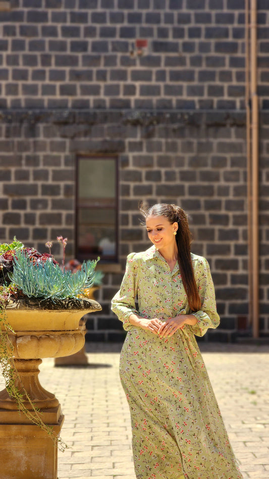 Mint Green Floral Maxi Dress