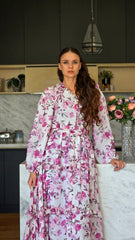 Pretty In Pink Floral Frill Detail Dress