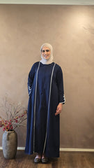 Navy Veil Open Zip Abaya