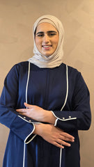 Navy Veil Open Zip Abaya