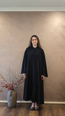 Black Free Size Flowy Abaya