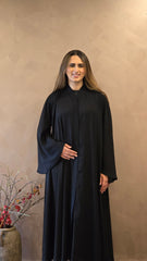 Black Free Size Flowy Abaya