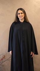 Black Free Size Flowy Abaya
