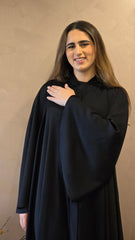 Black Free Size Flowy Abaya