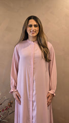 Pink Gathered Sleeves Abaya