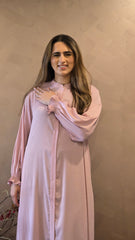 Pink Gathered Sleeves Abaya