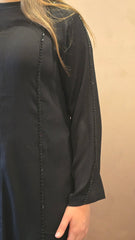 Midnight Shimmer Lace Abaya