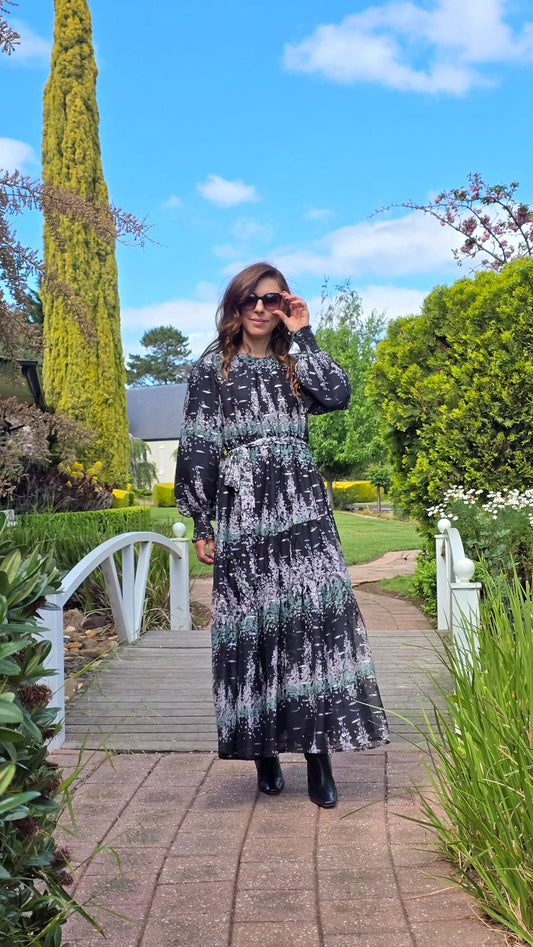 Noir Bloom Maxi Dress