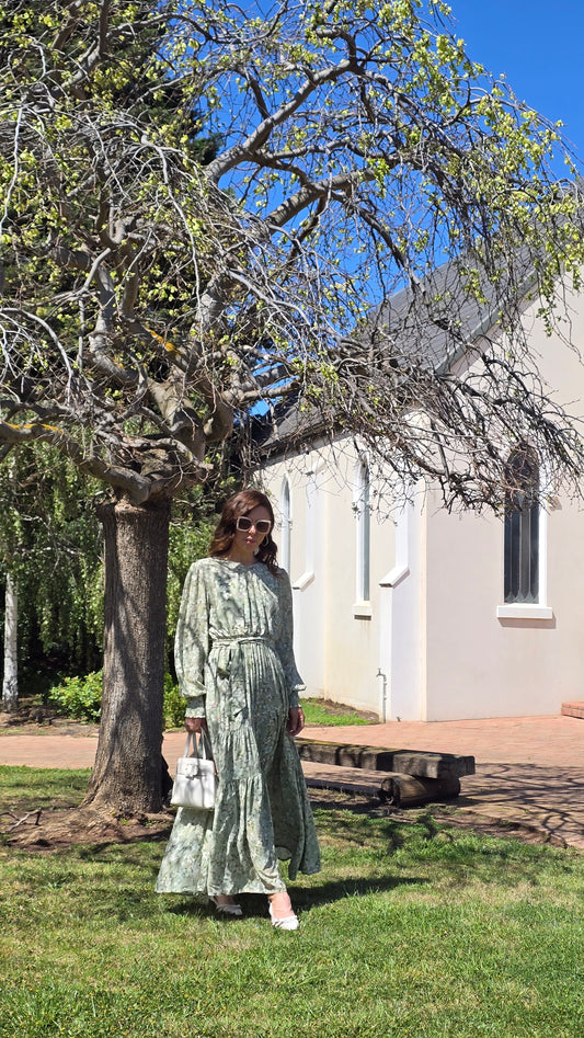 Sage Bloom Maxi Dress