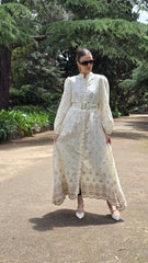 Threaded Bloom Brown Embroidered Dress