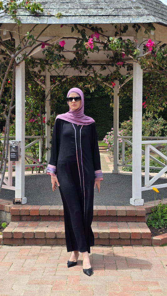 Pastel Pleat Detail Black Abaya