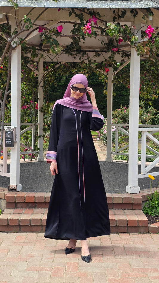 Pastel Pleat Detail Black Abaya