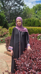 Pastel Pleat Detail Black Abaya