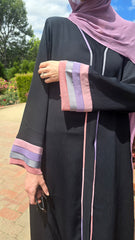 Pastel Pleat Detail Black Abaya