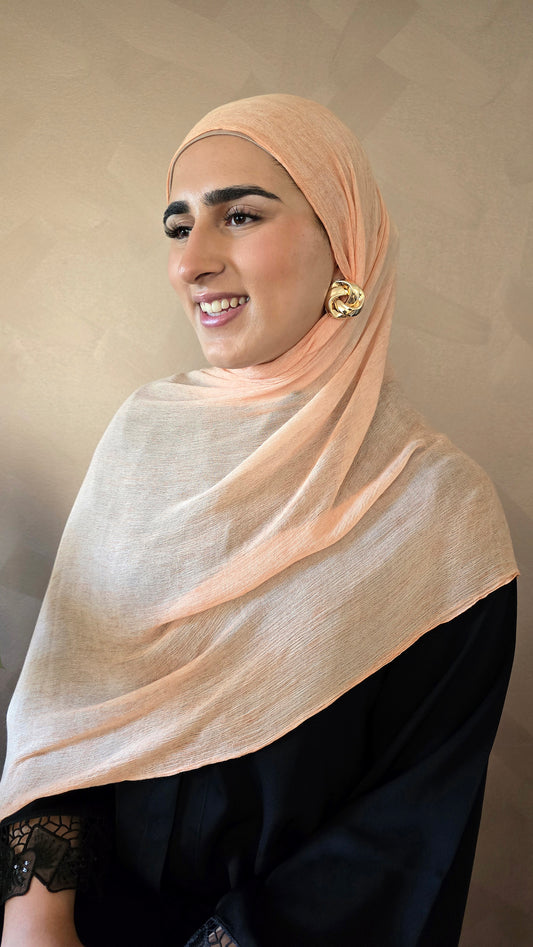 Peach Dirty Rayon Wrinkled Hijab