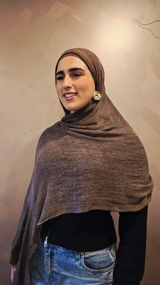 Dark Wood Dirty Rayon Wrinkled Hijab