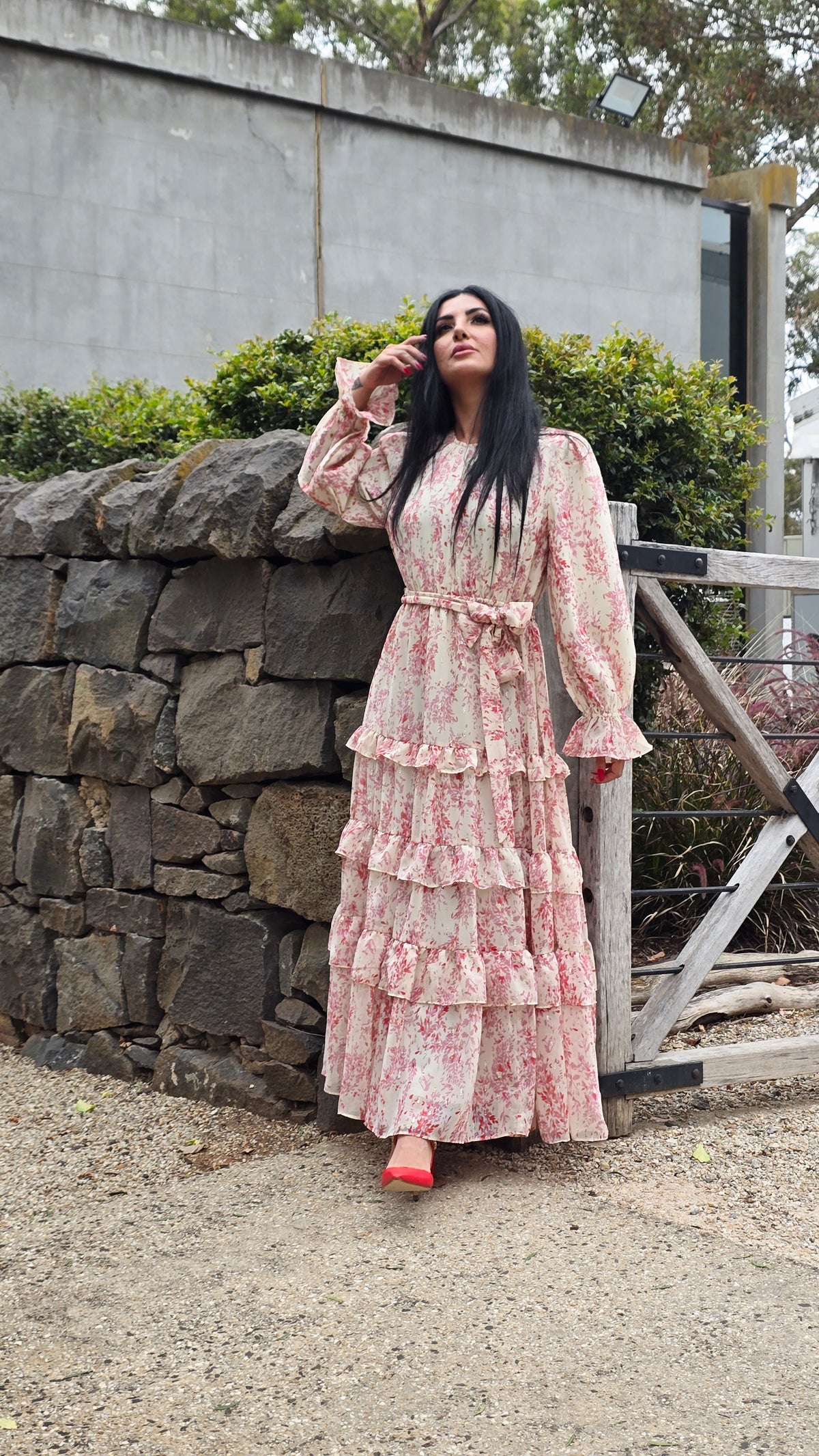 Wild Rose Tiered Cascade Dress