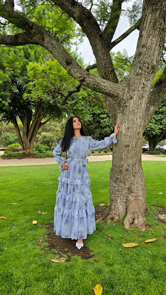 Wisteria Whisper Tiered Cascade Dress