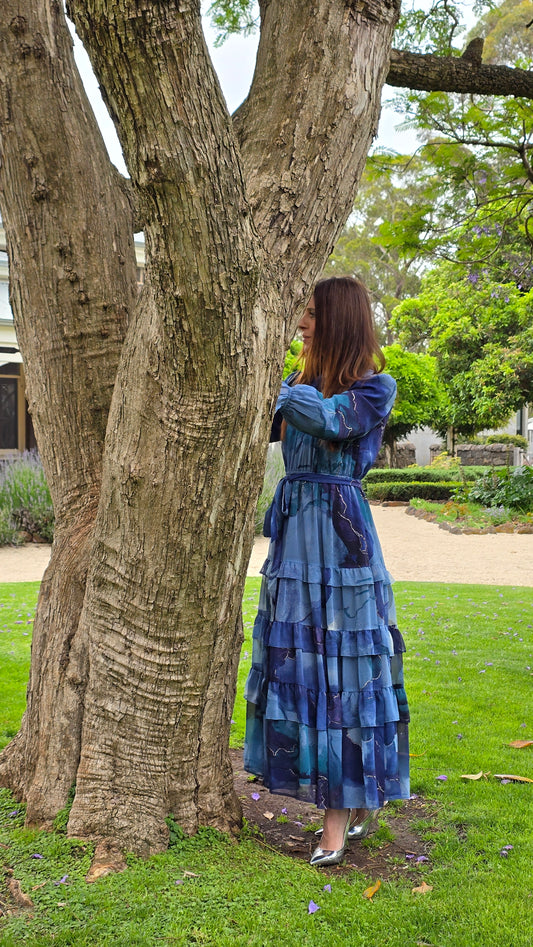 Ocean Drift Tiered Cascade Dress