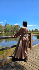 Silken Grace Mud Brown Wrap Dress