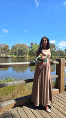 Silken Grace Mud Brown Wrap Dress