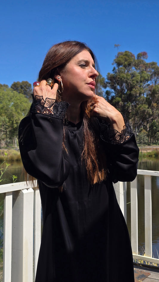 Black Lace Statement Abaya