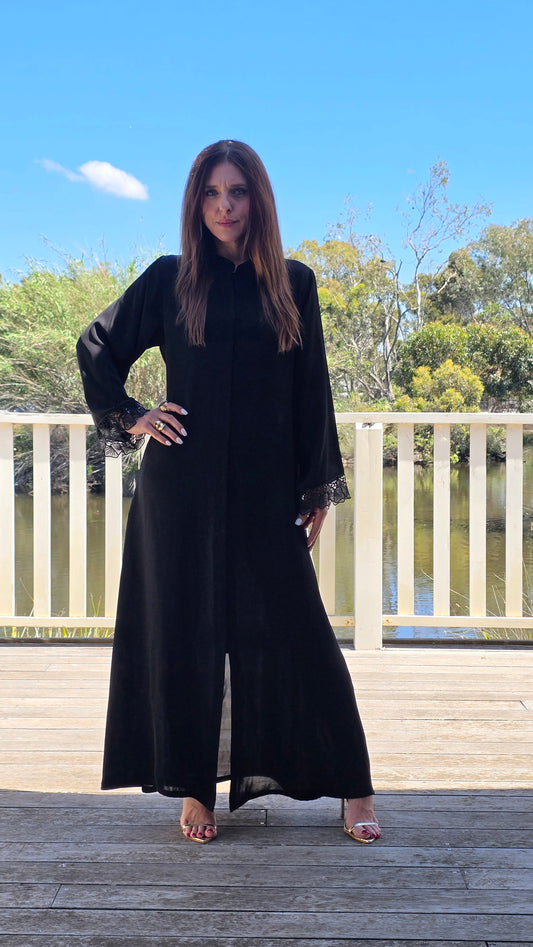 Black Lace Statement Abaya