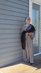 Pleated Grey Closed Abaya