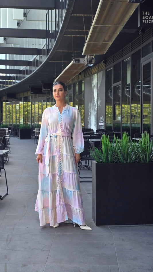 Pastel Canvas Lace Tiered Dress