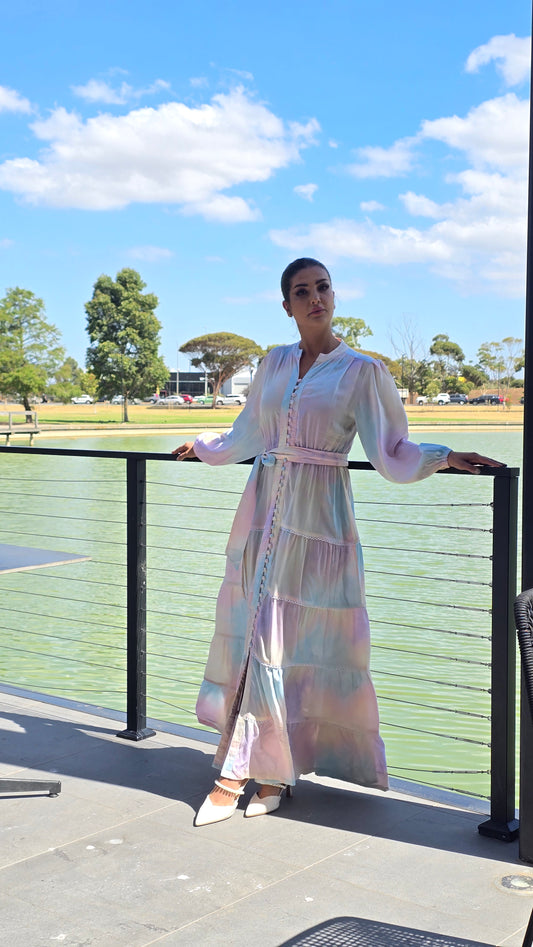 Pastel Canvas Lace Tiered Dress